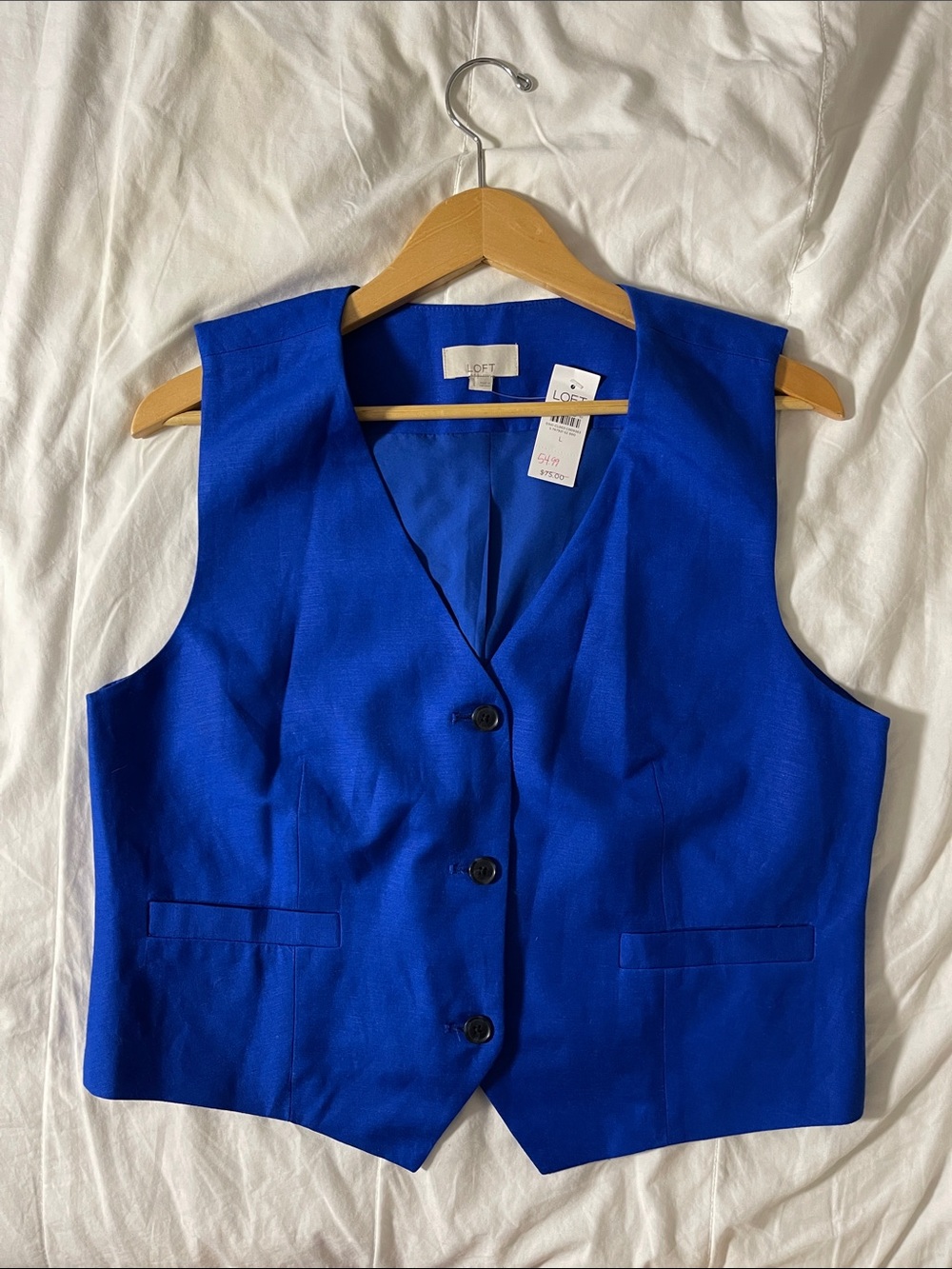 LOFT Cobalt Blue Button-Up Vest